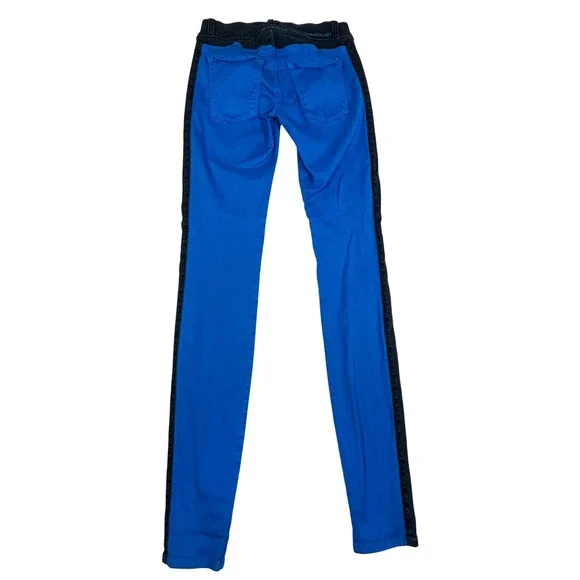 Current/Elliott The Rider Legging Electric Blue Two Tone Tuxedo Skinny Pants 26 - Picture 9 of 12